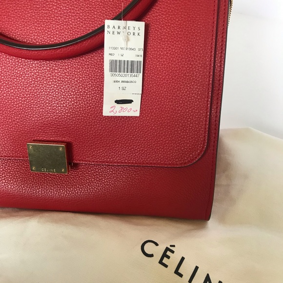 Authentic CELINE Trapeze Red Pebbled Suede Leather - Picture 8 of 8